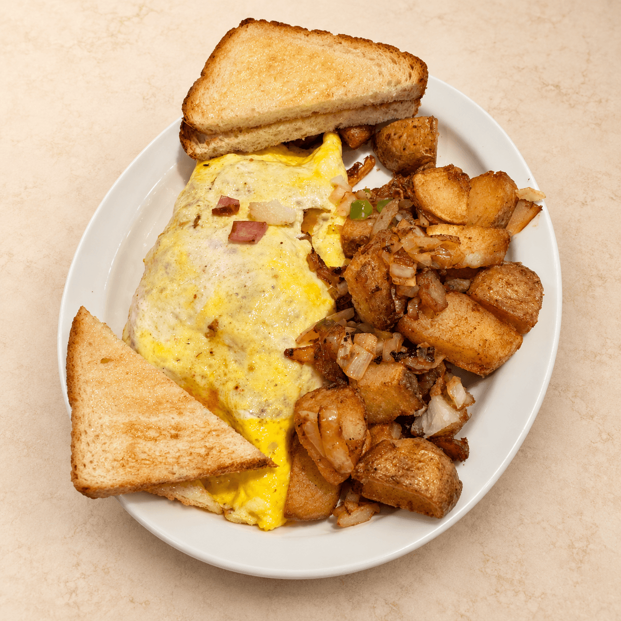Breakfast omelette with eggs at Homestyle Diner